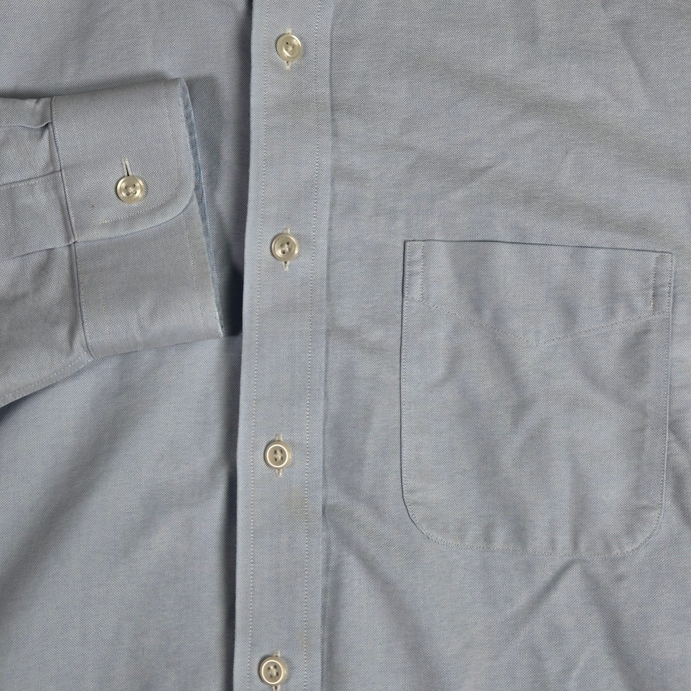 L.L. Bean Dress Shirt Mens 16-32 256513 Blue Wrinkle Resistant Button-Down Trim - Picture 3 of 14